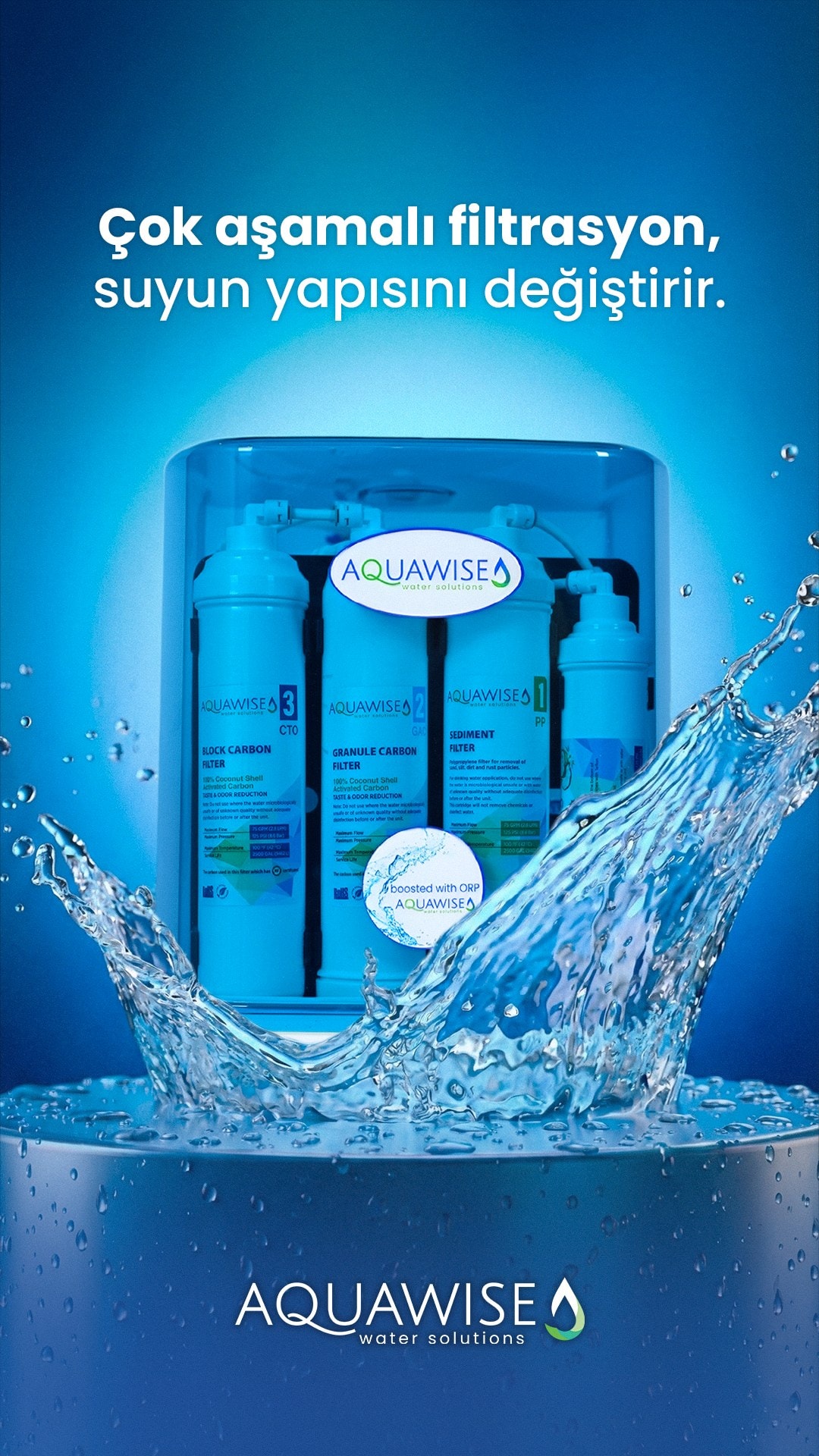 AQUAWISE su arıtma cihazı için hazırlanan reklam görseli